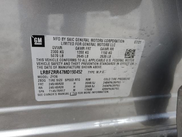 LRBFZRR47MD190452 - 2021 BUICK ENVISION AVENIR GRAY photo 13