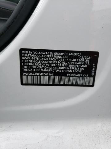 1VWMA7A3XMC007605 - 2021 VOLKSWAGEN PASSAT R-LINE Ağ foto 12