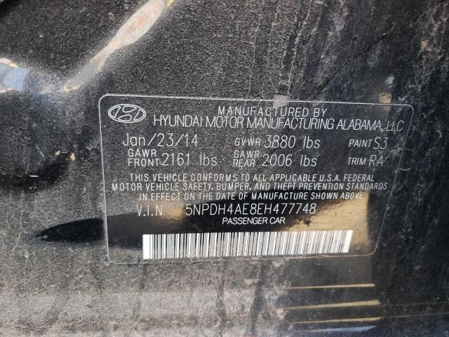 5NPDH4AE8EH477748 - 2014 HYUNDAI ELANTRA SE BLACK photo 12