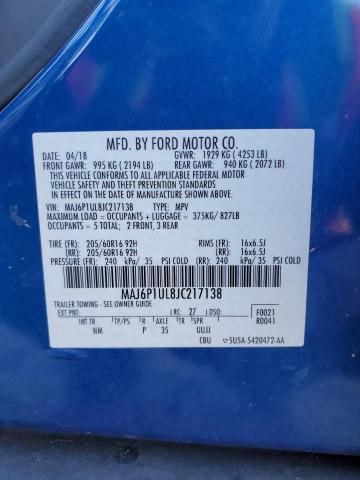 MAJ6P1UL8JC217138 - 2018 FORD ECOSPORT SE Blau Foto 12