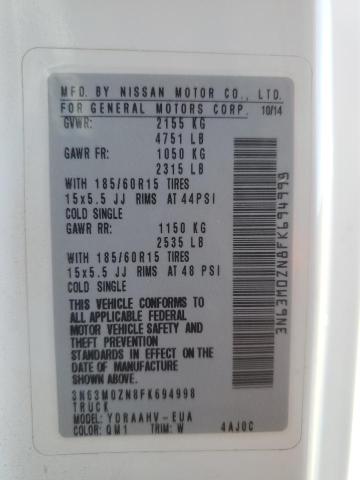 3N63M0ZN8FK694998 - 2015 CHEVROLET CITY EXPRE LT 白色 照片 13