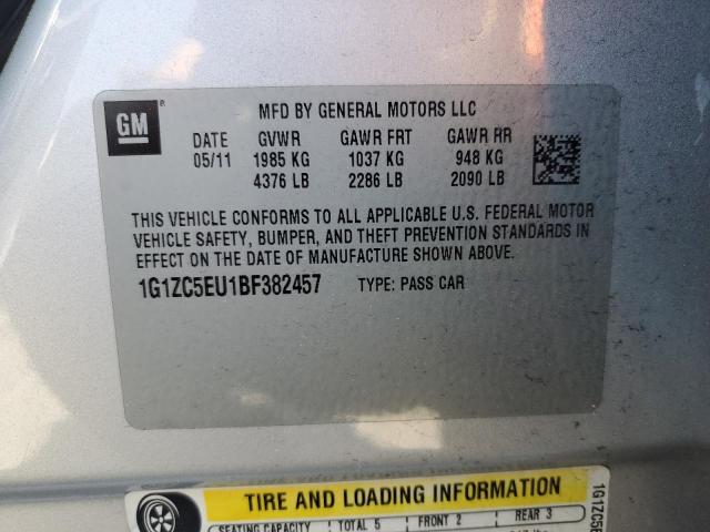 1G1ZC5EU1BF382457 - 2011 CHEVROLET MALIBU 1LT 银色 照片 12