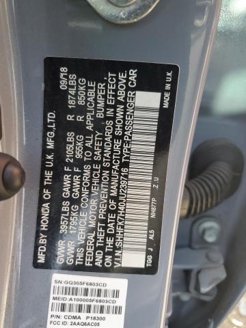 SHHFK7H40JU239716 - 2018 HONDA CIVIC SPORT GRAY photo 12