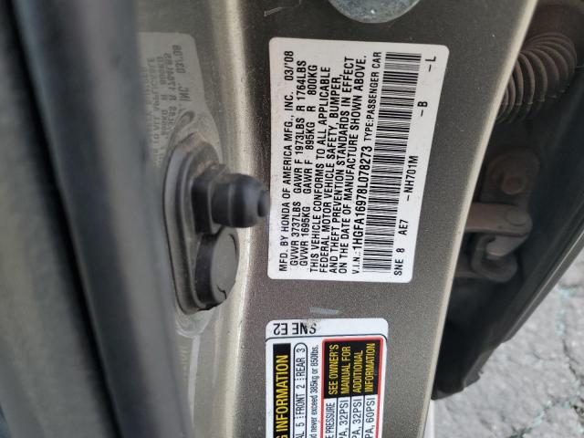 1HGFA16978L078273 - 2008 HONDA CIVIC EXL ბეჟი ფოტო 12