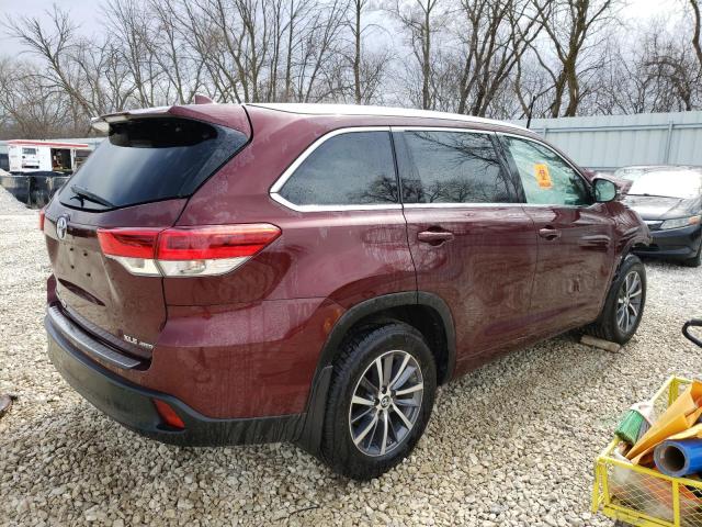 5TDJZRFH1HS447361 - 2017 TOYOTA HIGHLANDER SE MAROON photo 3