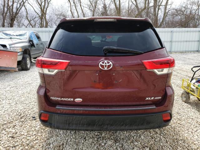 5TDJZRFH1HS447361 - 2017 TOYOTA HIGHLANDER SE MAROON photo 6