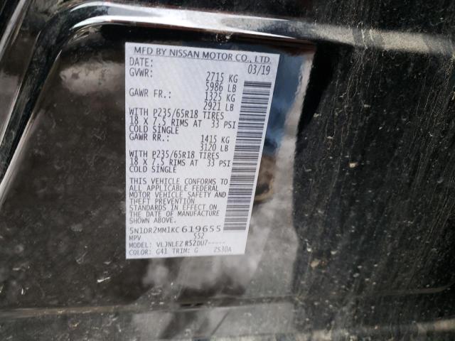 5N1DR2MM1KC619655 - 2019 NISSAN PATHFINDER S BLACK photo 13