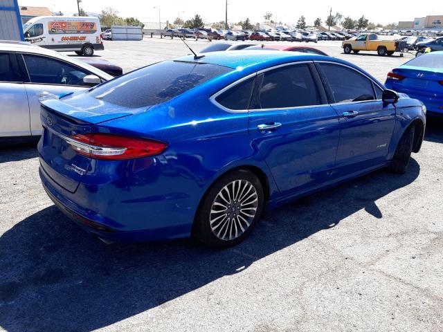 3FA6P0RU1JR181631 - 2018 FORD FUSION TITANIUM/PLATINUM HEV BLUE photo 3