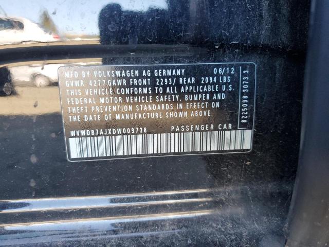 WVWDB7AJXDW009738 - 2013 VOLKSWAGEN GOLF შავი ფოტო 12