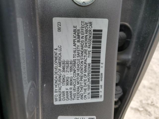 19XFL2H57PE023046 - 2023 HONDA CIVIC LX SILVER photo 12