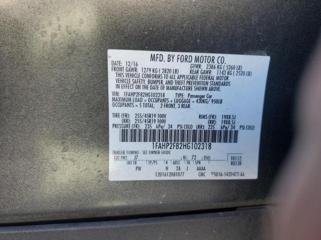 1FAHP2F82HG102318 - 2017 FORD TAURUS LIMITED GRAY photo 12