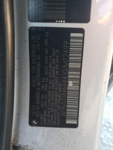 WBADN63441GM72499 - 2001 BMW 540 I AUTOMATIC SILVER photo 12