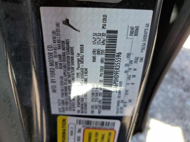 3FA6P0HD9ER355596 - 2014 FORD FUSION SE BLACK photo 12