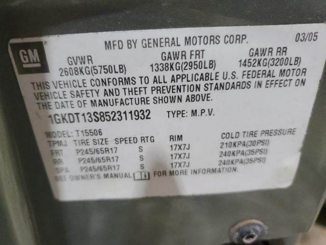 1GKDT13S442249041 - 2004 GMC ENVOY GRAY photo 13