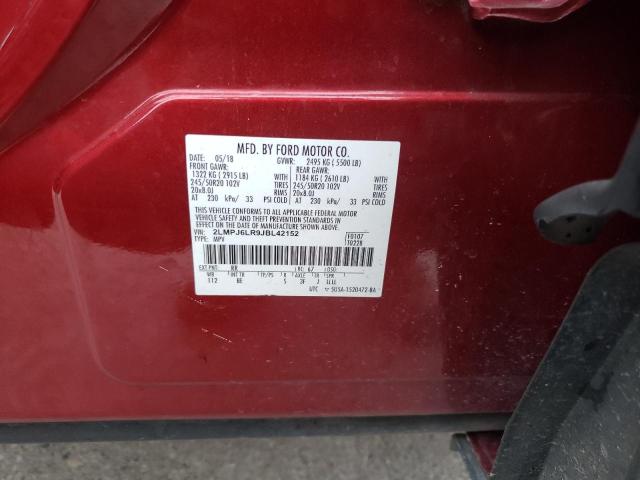 2LMPJ6LR9JBL42152 - 2018 LINCOLN MKX RESERVE أحمر صورة 12