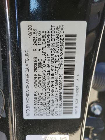 19UUB6F51MA003279 - 2021 ACURA TLX TECH A BLACK photo 12