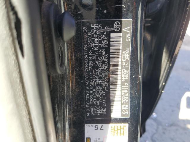 JTDKB20U497846878 - 2009 TOYOTA PRIUS BLACK photo 12