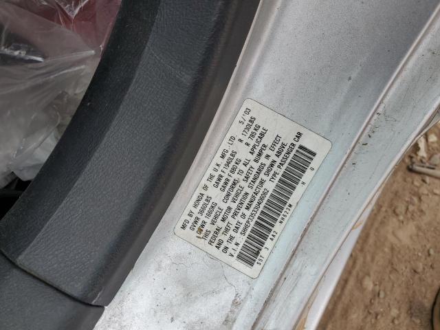 SHHEP33533U406062 - 2003 HONDA CIVIC SI SILVER photo 13