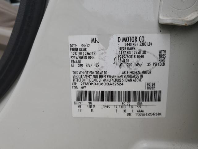 2FMDK3JC8DBA32524 - 2013 FORD EDGE SEL WHITE photo 13