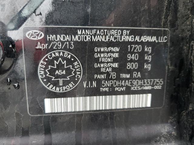 5NPDH4AE9DH337755 - 2013 HYUNDAI ELANTRA GLS BLACK photo 13