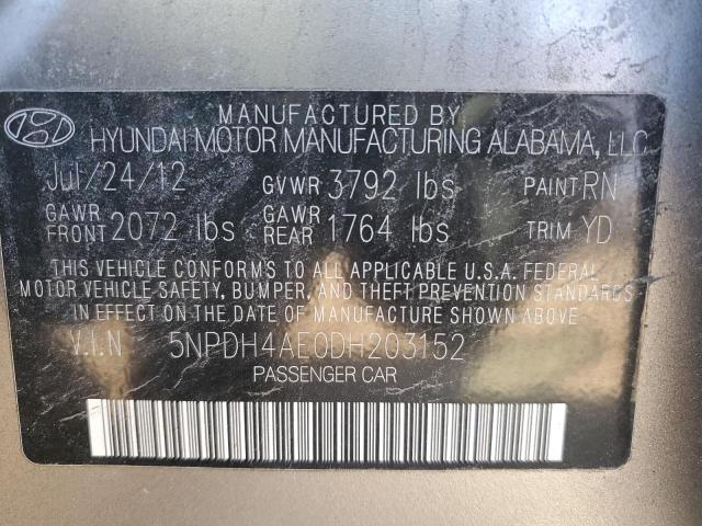 5NPDH4AE0DH203152 - 2013 HYUNDAI ELANTRA GLS BROWN photo 12