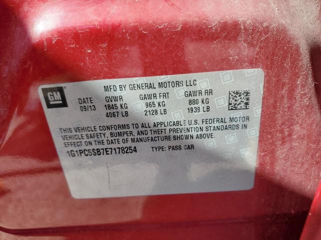 1G1PC5SB7E7178254 - 2014 CHEVROLET CRUZE LT RED photo 12