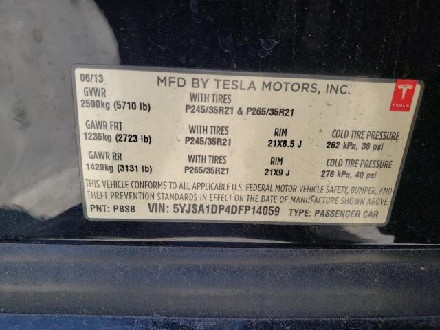 5YJSA1DP4DFP14059 - 2013 TESLA MODEL S 黑色 照片 12