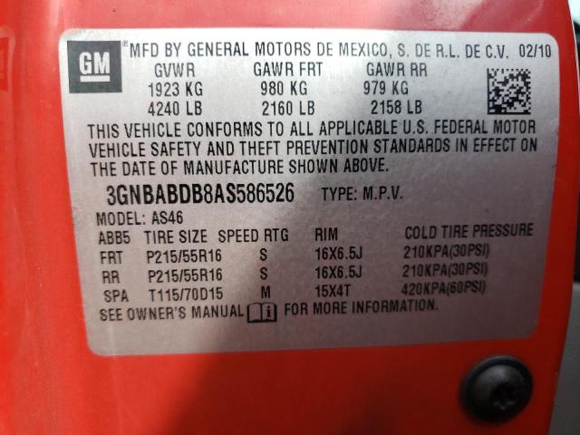 3GNBABDB8AS586526 - 2010 CHEVROLET HHR LT RED photo 12