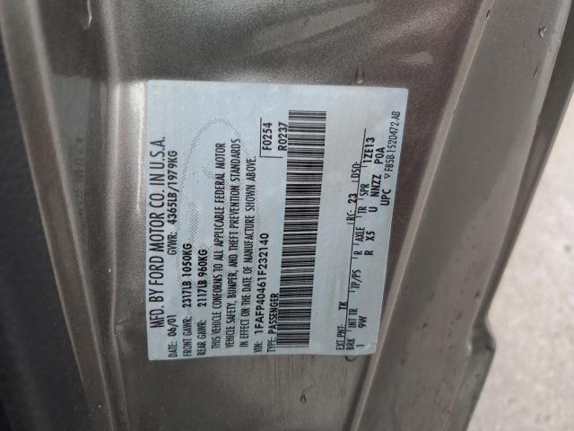 1FAFP40461F232140 - 2001 FORD MUSTANG GRAY photo 12