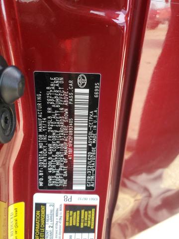 4T1BF1FK2FU893405 - 2015 TOYOTA CAMRY LE BURGUNDY photo 12