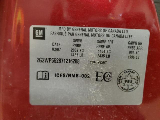 2G2WP552871216288 - 2007 PONTIAC GRAND PRIX 勃艮第红 照片 12