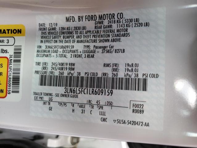 3LN6L5FC1LR609159 - 2020 LINCOLN MKZ RESERVE თეთრი ფოტო 12