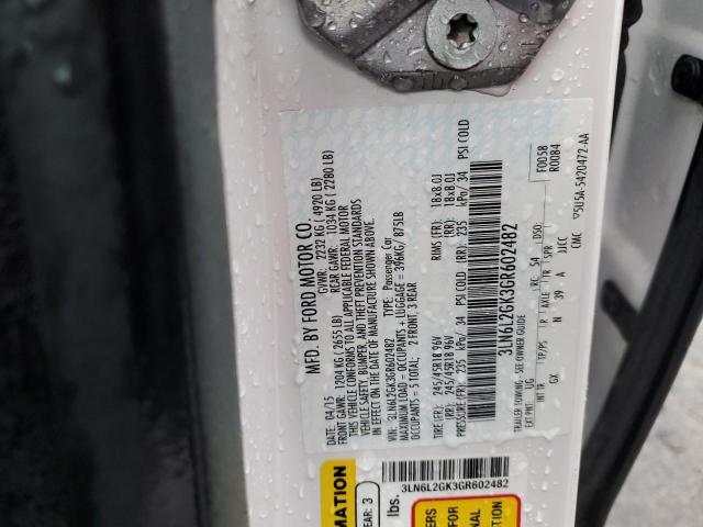 3LN6L2GK3GR602482 - 2016 LINCOLN MKZ WHITE photo 12