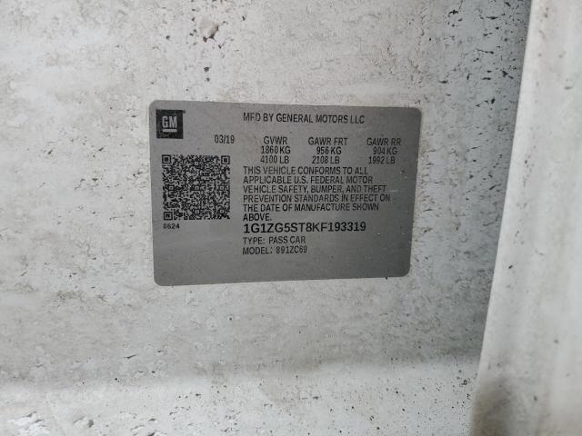 1G1ZG5ST8KF193319 - 2019 CHEVROLET MALIBU RS 白色 照片 12