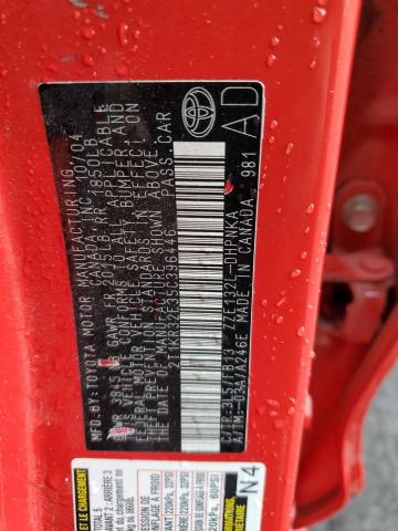 2T1KR32E35C396446 - 2005 TOYOTA COROLLA MA XR RED photo 12