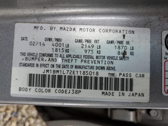 JM1BM1L72E1185018 - 2014 MAZDA 3 TOURING GRAY photo 12