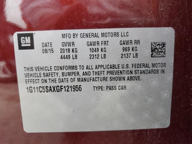 1G11C5SAXGF121956 - 2016 CHEVROLET MALIBU LIM LT 栗色 照片 13