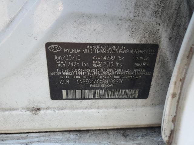 5NPEC4ACXBH102876 - 2011 HYUNDAI SONATA SE WHITE photo 12