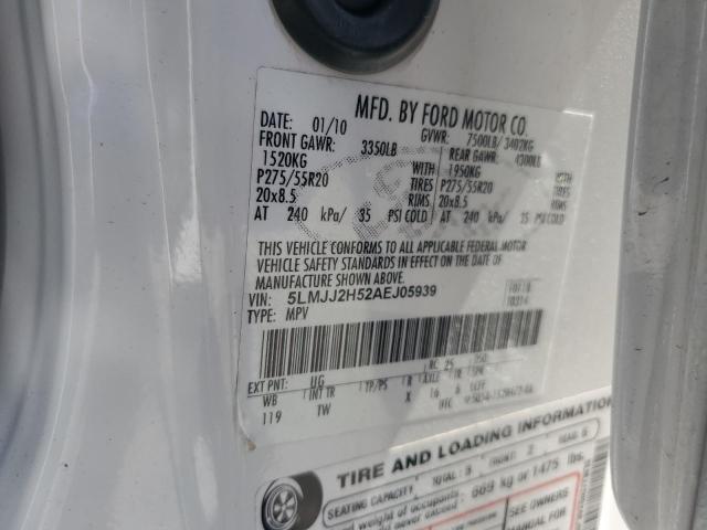 5LMJJ2H52AEJ05939 - 2010 LINCOLN NAVIGATOR თეთრი ფოტო 14