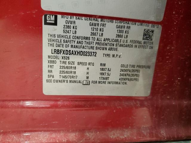 LRBFXDSAXHD023372 - 2017 BUICK ENVISION ESSENCE RED photo 13