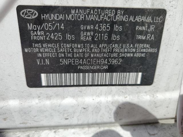 5NPEB4AC1EH943962 - 2014 HYUNDAI SONATA GLS WHITE photo 13