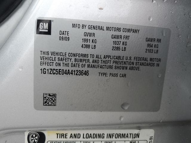 1G1ZC5E04A4123646 - 2010 CHEVROLET MALIBU 1LT SILVER photo 12