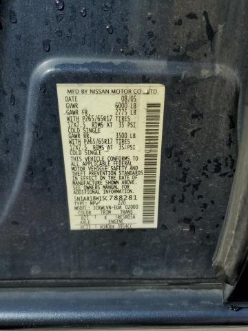 5N1AR18W15C788281 - 2005 NISSAN PATHFINDER LE BLUE photo 13