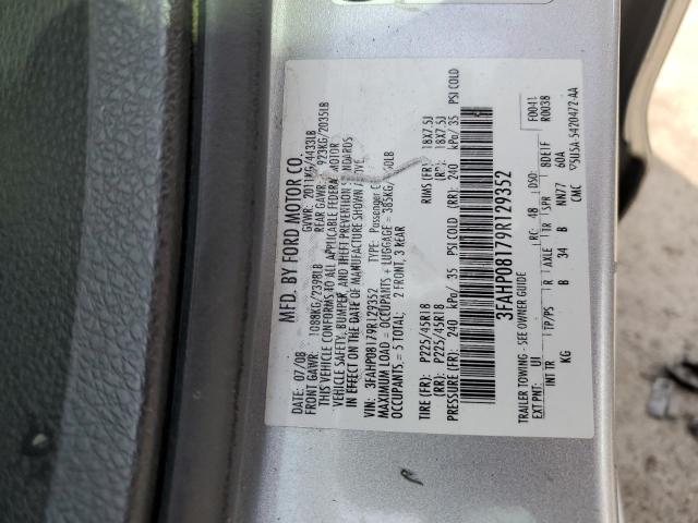 3FAHP08179R129352 - 2009 FORD FUSION SEL SILVER photo 12