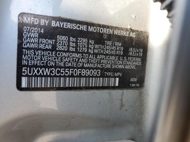 5UXXW3C55F0F89093 - 2015 BMW X4 XDRIVE28I SILVER photo 12