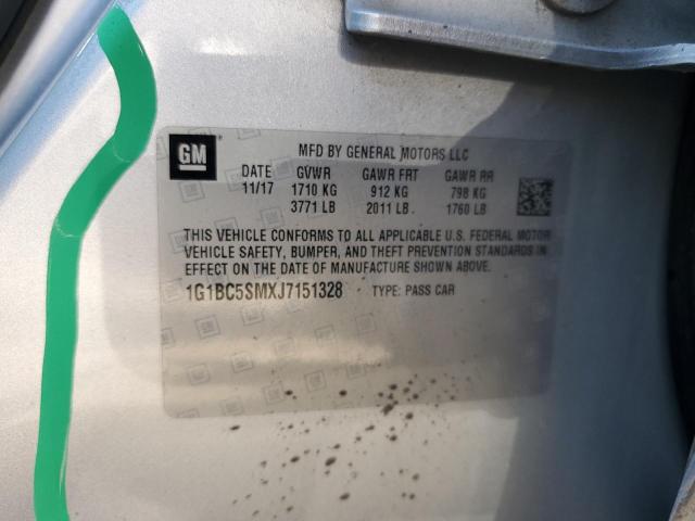 1G1BC5SMXJ7151328 - 2018 CHEVROLET CRUZE LS 银色 照片 12