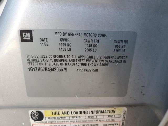 1G1ZH57B494205579 - 2009 CHEVROLET MALIBU 1LT 银色 照片 12