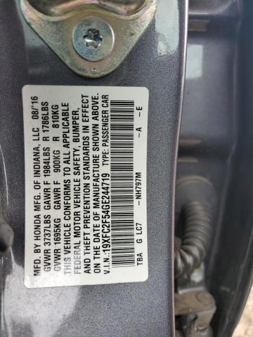 19XFC2F54GE244719 - 2016 HONDA CIVIC LX CHARCOAL photo 12