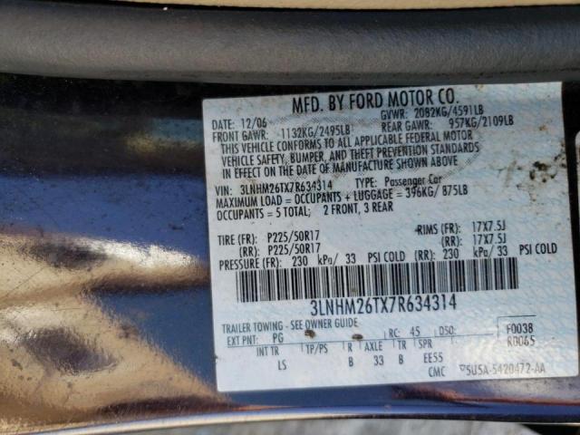 3LNHM26TX7R634314 - 2007 LINCOLN MKZ BLUE photo 12