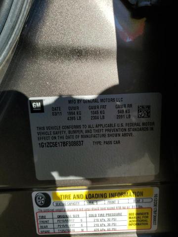 1G1ZC5E17BF308837 - 2011 CHEVROLET MALIBU 1LT BROWN photo 12